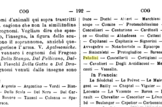 La casata Paladini – Ponzio Paladini nelle crociate del 1099 – Luigi Paladini barone di Salice e Campi (Le) e Ambasciatore degli Aragona nel 1480 – Angelantonio Paladini Sindaco di Lecce nel 1866